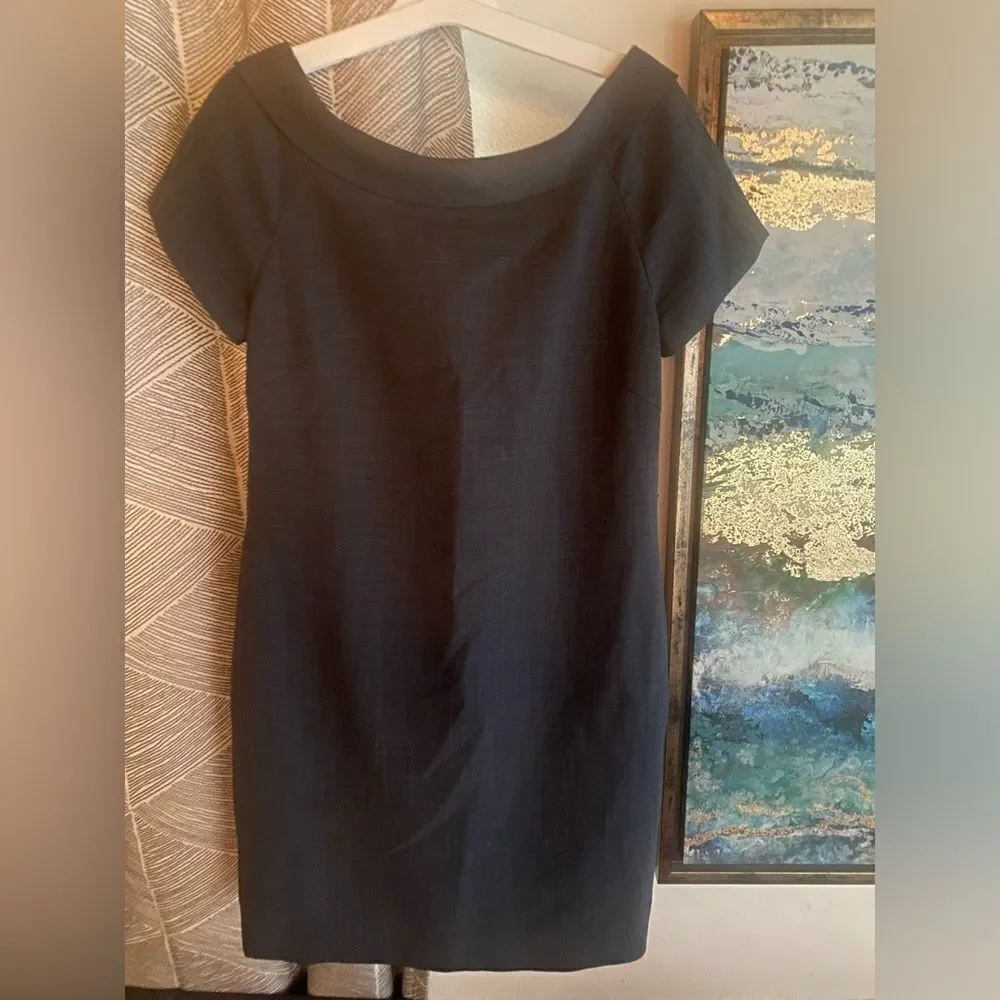 Tory Burch Dress Womens Size 4  Gray Wool Blend  Tank  Sheeth  Lined Cap Sleeves